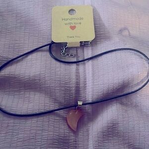 Strawberry quartz shaped moon necklace